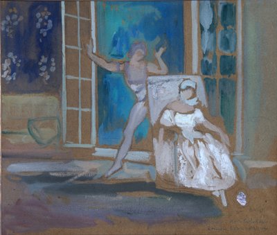 Nijinsky og Karsavina i balletten Le Spectre de la Rose, 1911 av Leon Bakst