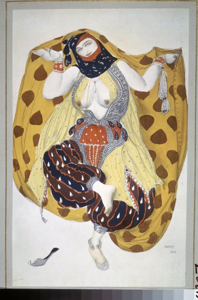 Odalisk, kostymedesign for balletten Sheherazade av N. Rimsky Korsakov  av Leon Bakst