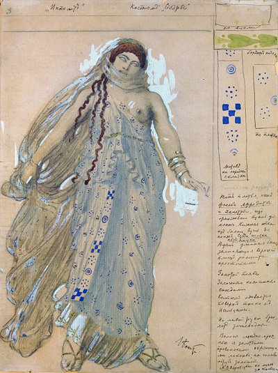 Phaedra. Kostymedesign for dramaet Hippolytus av Euripides, 1902 av Leon Bakst