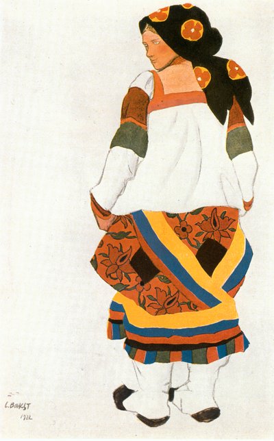 Russisk bondekvinne (akvarell på papir) av Leon Bakst