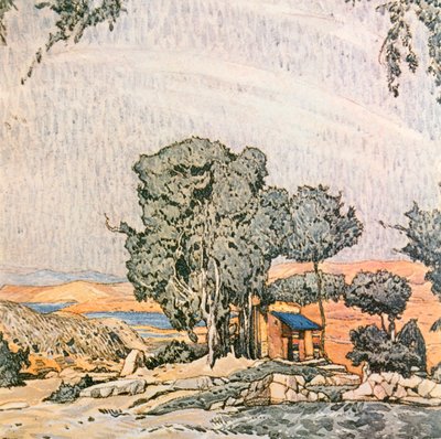 Scenografi for akt I av Helen av Sparta, fremført av Ida Rubensteins balletttropp, 1912 av Leon Bakst