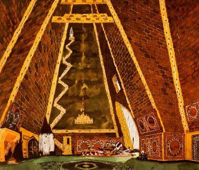 Scenografi for Thamar, ballett av Mily Balakirev, 1912 av Leon Bakst