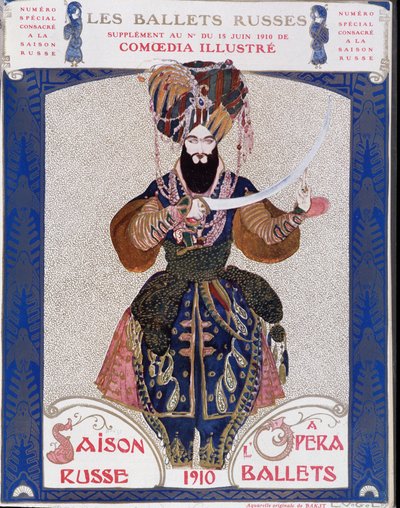 De russiske ballettene i operaen - akvarell av Bakst, i "" Comoedia illustrert"" av Leon Bakst