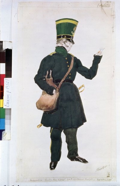 postbudskostymet til balletten "La fee des poupees" regissert av Joseph Bayer (1852-1913) av Leon Bakst