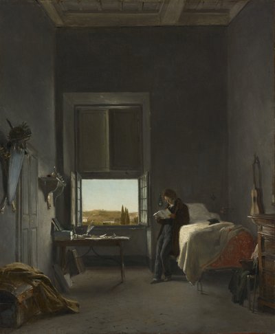 Kunstneren på rommet hans i Villa Medici, Roma av Léon Cogniet