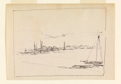 Landskap med seilbåt av Leon Dabo