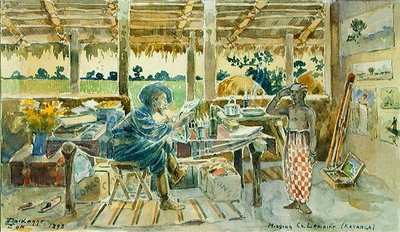 Kunstneren i studioet hans i Chilomba, Katanga av Leon Dardenne