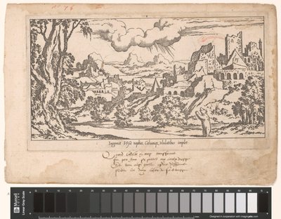 Callisto som bjørn ber Jupiter i et landskap av ruiner Le Fable de Calisto (serietittel) Myth of Callisto (serietittel) av Leon Davent