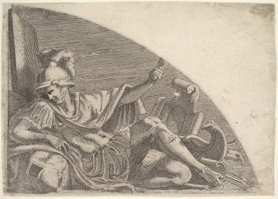 Mars sittende blant trofeer, 1540-56. av Leon Davent