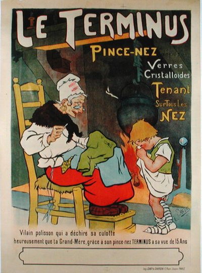 Plakat som reklamerer for «Le Terminus pince-nez» av Leon Sandis