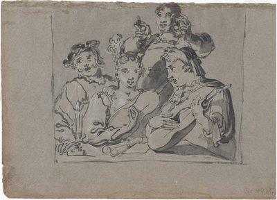A Quartet of Singers, Lute-spillere og Bell Ringers Playing in a Tavern by Candlelight, 1620-1628. av Leonard Bramer
