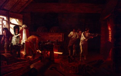 Interiør i et støperi (maleri) av Léonard Defrance