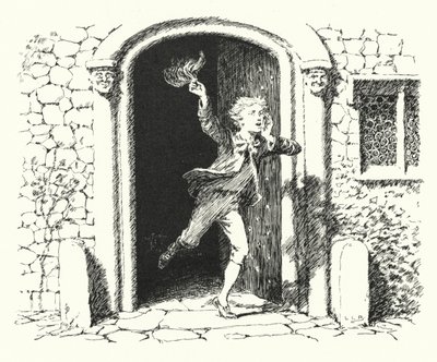 Jenter og gutter, kom ut for å leke; månen skinner like sterkt som dagen (gravering) av Leonard Leslie Brooke