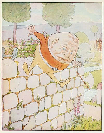 Humpty Dumpty hadde en flott høst, fra A Nursery Rhyme Picture Book, pub. 1914. av Leonard Leslie Brooke