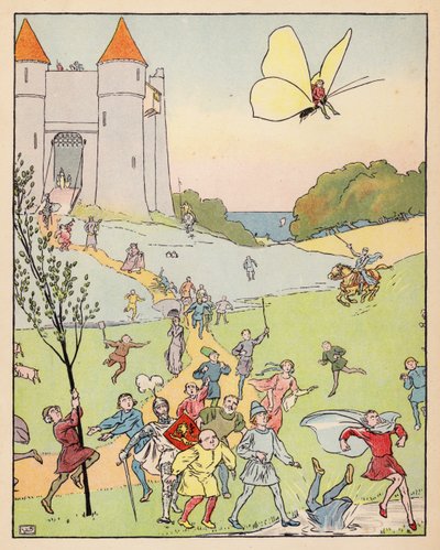 Illustrasjon for Tommelise (fargelitografi) av Leonard Leslie Brooke