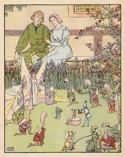 Illustrasjon for Tommelise (fargelitografi) av Leonard Leslie Brooke