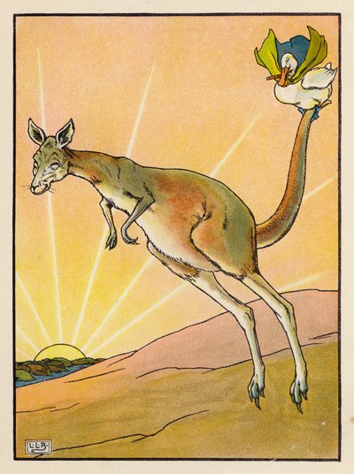 Dunk og kenguru (fargelitografi) av Leonard Leslie Brooke