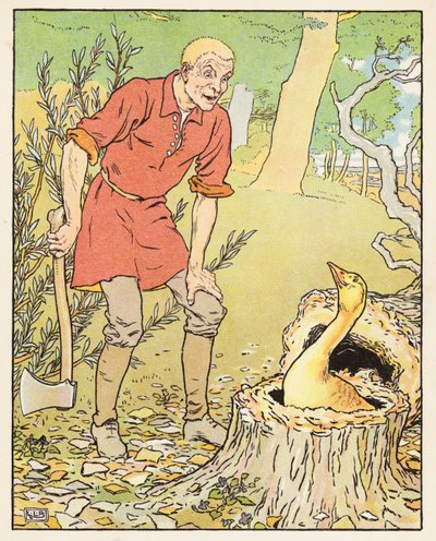 Den gylne gåsen (fargelitografi) av Leonard Leslie Brooke
