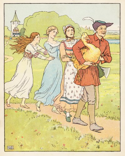 Den gylne gåsen (fargelitografi) av Leonard Leslie Brooke
