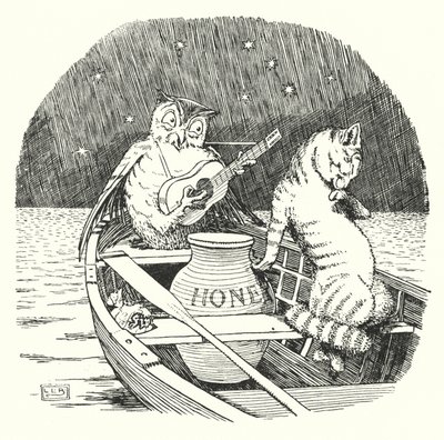 Uglen og fittekatten (litho) av Leonard Leslie Brooke