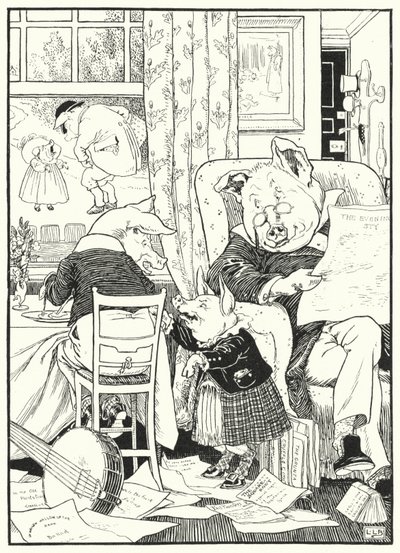 De fem grisene (gravering) av Leonard Leslie Brooke