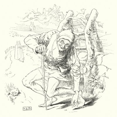 Det var en skjev mann, og han gikk en skjev mil (gravering) av Leonard Leslie Brooke
