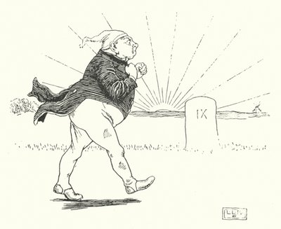 Det var en mann, og han hadde ingenting, og røvere kom for å rane ham (gravering) av Leonard Leslie Brooke