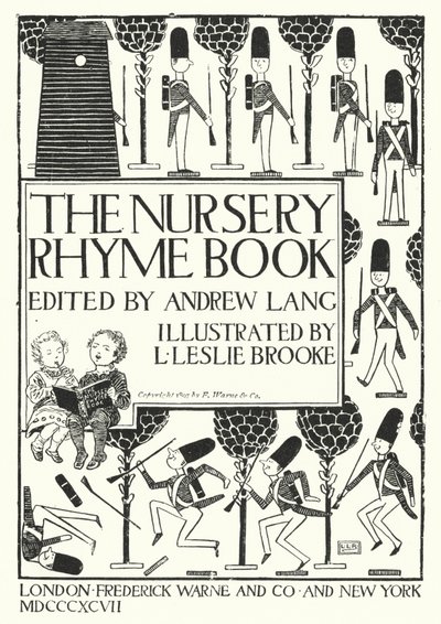 Tittelsideillustrasjon for The Nursery Rhyme Book redigert av Andrew Lang (gravering) av Leonard Leslie Brooke