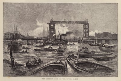 Tower Bridge under bygging, London av Leonard Patten