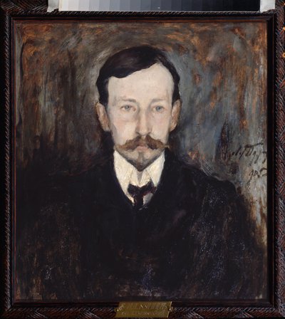 Portrett av forfatteren Ivan A Bunin (Portrett av forfatteren Ivan A Bunin) - Maleri av Leonard Viktorovich Turzhansky (1875-1945), olje på lerret av Leonard Viktorovich Turzhansky