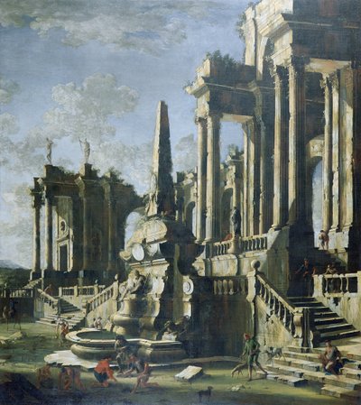 Imaginære ruiner (olje på lerret) av Leonardo Coccorante