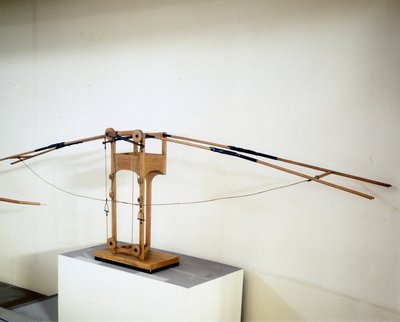 Maskin for flyging med vinge, modell etter tegning av Leonardo da Vinci (Leonardo da Vinci). Museum for vitenskap og teknologi, Milano. av Leonardo da (after) Vinci