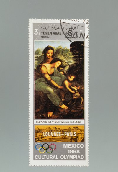 Frimerke til ære for kultur-OL i Mexico av Leonardo da (after) Vinci