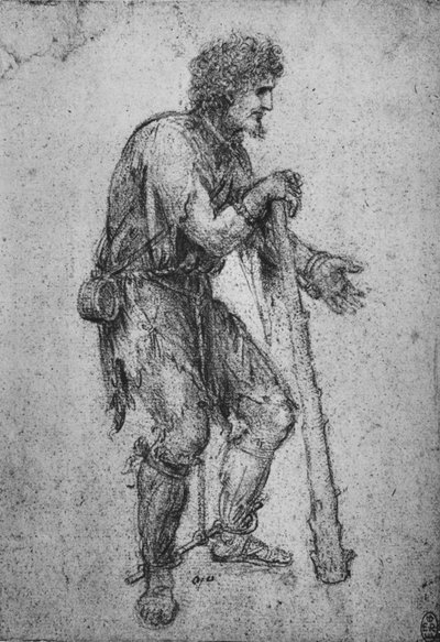 En mann med en kølle og lenkete føtter, c1480 1945 av Leonardo da Vinci