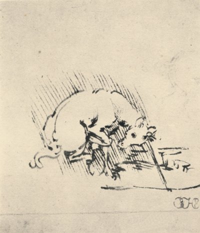En enhjørning dypper hornet sitt i vannet, c1480 1945 av Leonardo da Vinci