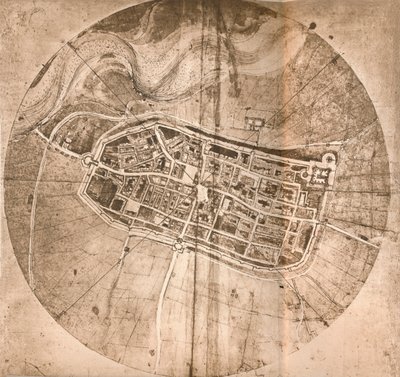 Et kart som representerer byen Imola, Italia, c1472-c1519 1883 av Leonardo da Vinci