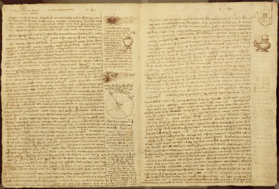 En side fra Codex Leicester, 1508-12 (sepia blekk på linpapir) av Leonardo da Vinci