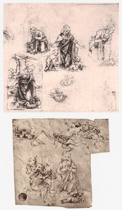 Tilbedelse av barnet, c1483 av Leonardo da Vinci