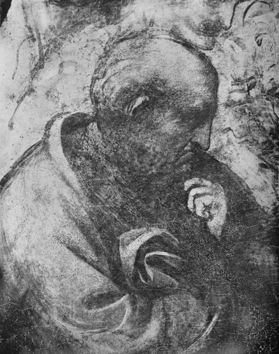 Adoration of the Magi - Filosofens sjef til venstre, c1481 1945 av Leonardo da Vinci