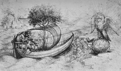 Allegory: A Crowned Eagle Standing on a Globe and a Wolf Steering a Boat, c1480 1945 av Leonardo da Vinci