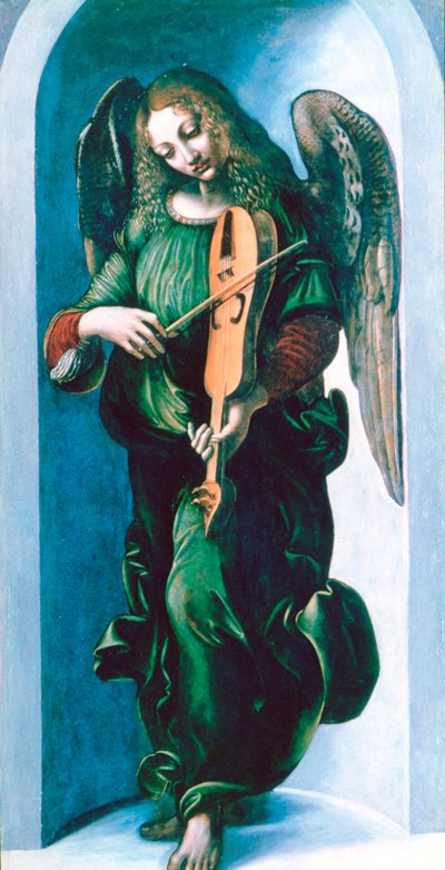 En engel i grønt med en Vielle, c1500 av Leonardo da Vinci