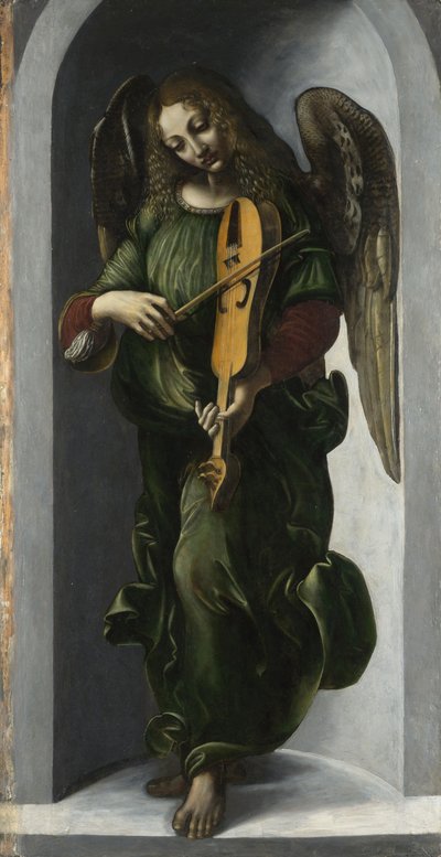 En engel i grønt med en Vielle, ca. 1490-1499 av Leonardo da Vinci,