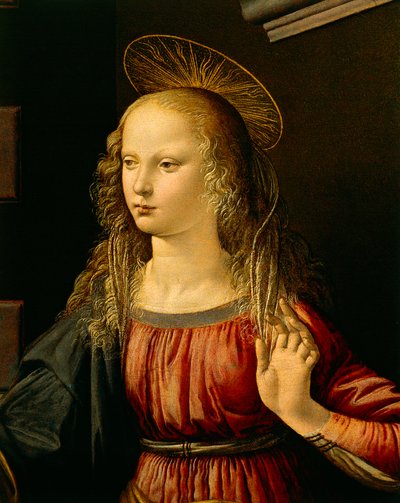 Bebudelse, ca. 1475 (olje og tempera på tre) av Leonardo da Vinci