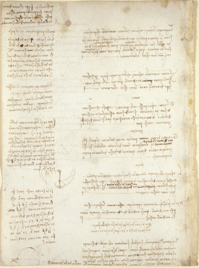 Arundel 263, f.151v, Notater og grove diagrammer fra 