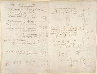 Arundel 263, f.220v, f.221, Notater; matematiske beregninger, fra 