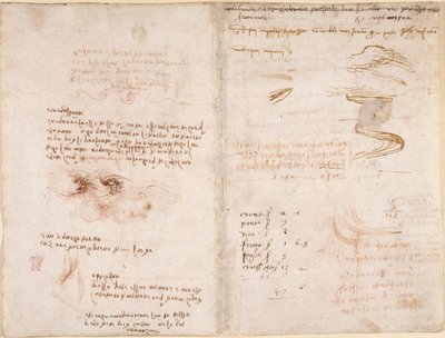 Arundel 263, f.278v, f.271 Notater om virkelighetssansen i drømmer, på vann, og elvene Sieve og Arno (opp-ned), fra 