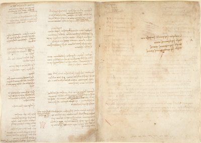Arundel 263, f.37v, f.38r Notater om mekanikk, fra 