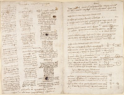 Arundel 263, f.42v, f.43 Korte tekster av Leonardos profetier (