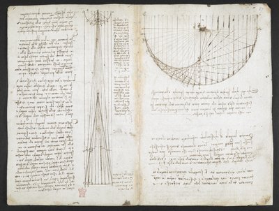 Arundel 263, f.87r Studies of reflections from concave mirrors, from the 