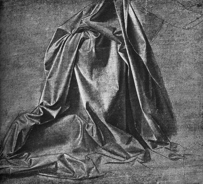 Støpt av draperi for en figur som kneler til høyre, c1470 1945 av Leonardo da Vinci